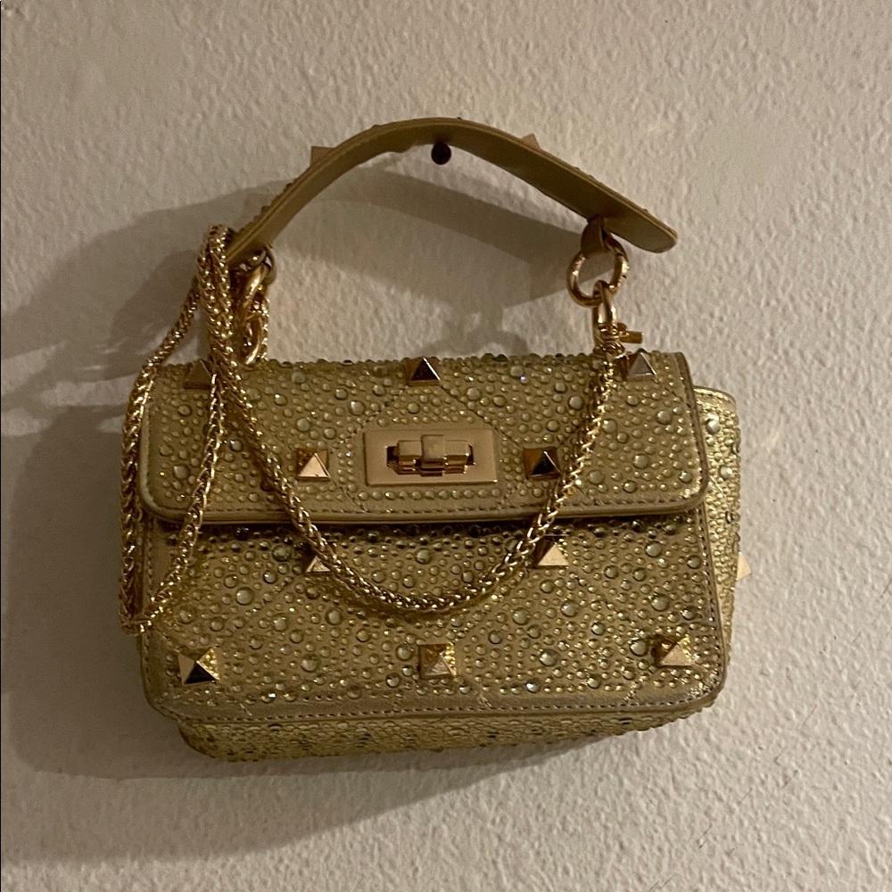 Elegant Gold Studded Crossbody Bag